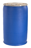 55 Gallon Reconditioned Open Head Plastic Drum, available in natural, blue and black